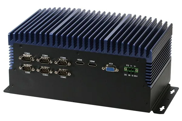 Máy tính công nghiệp không quạt AAEON BOXER-6839 với sáu cổng COM, ba cổng LAN và hai HDMI
