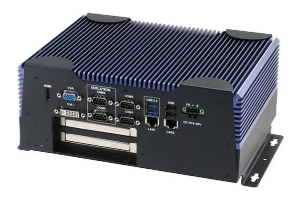 Máy tính công nghiệp không quạt AAEON BOXER-6852 với hai khe PCI/PCIe và cổng COM cách ly