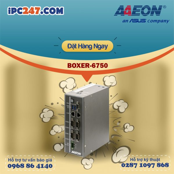 Máy tính Aaeon hộp nhúng Din Rail Mount ABOXER 6750
